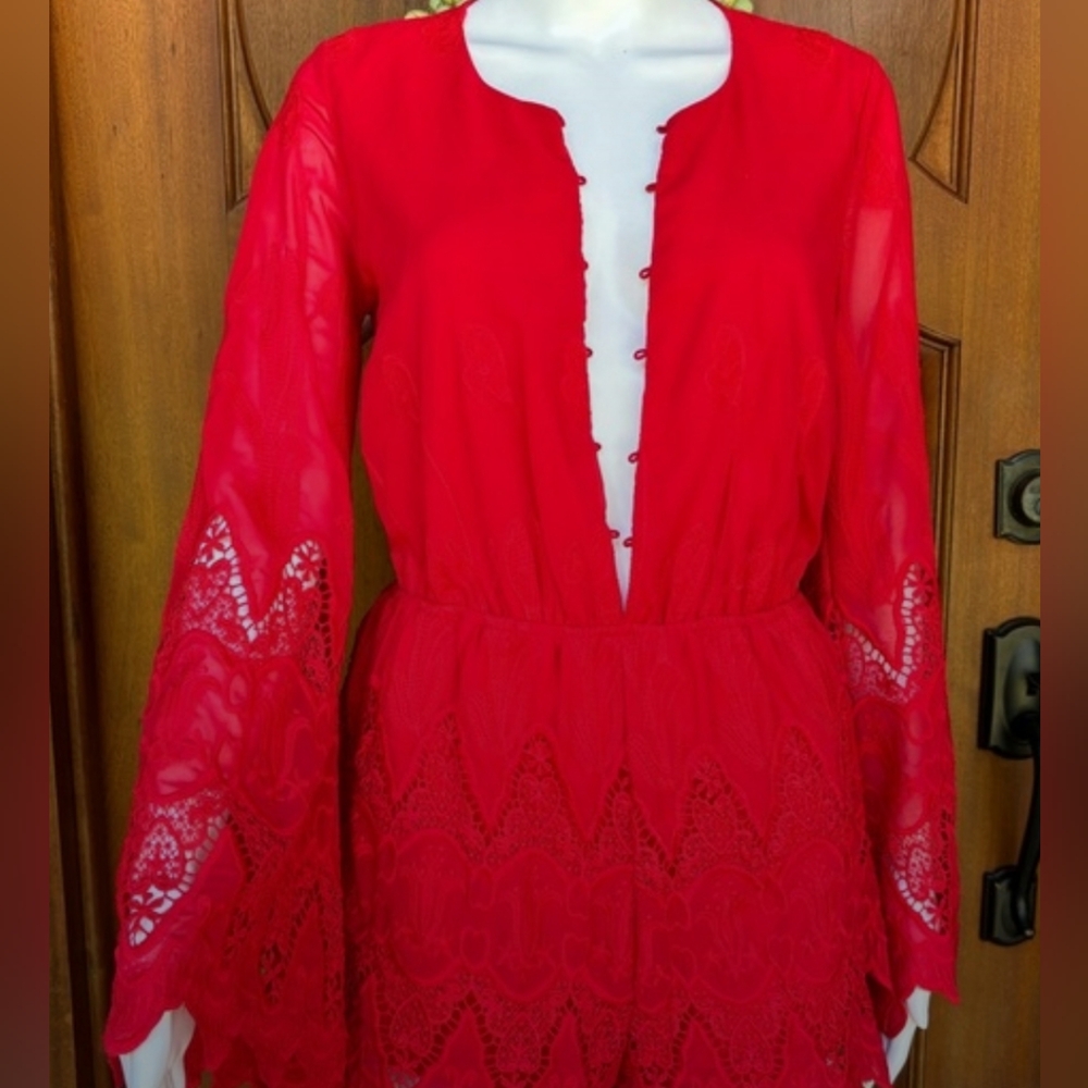Banjul Red Lace Women's Romper